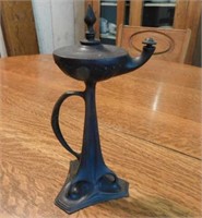 Rare pewter whale oil lamp, art nouveau style