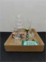 assorted glass decorative items