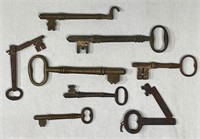 Lot of Old Brass & Iron Trunk Keys