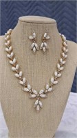Cubic zirconium and Freshwater Pearl Necklace 17"