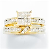 1 Carat Diamond & 14k Yellow Gold Bridal Set