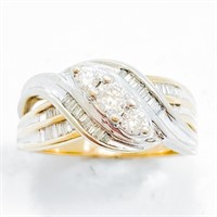 14k White & Yellow Gold Diamond Trilogy Ring