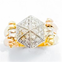 18k Rose, Yellow & White Gold Diamante Ring