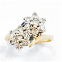 1 Carat Diamond & 14k Gold Flower Ring