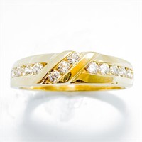 Diamond & 10k Yellow Gold Band Ring