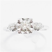 Diamond & 14k White Gold Trilogy Ring