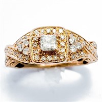 Diamond & Rose Gold Halo Engagement Ring