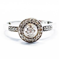 Diamond & 10k White Gold Halo Ring