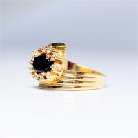 Onyx 18k Yellow Gold Bypass Ring