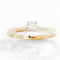 Diamond & 14k Yellow Gold Solitaire Band Ring