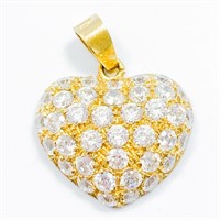 White Swarovski & 18k Gold Heart Pendant
