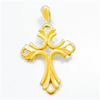 14k Yellow Gold Floury Cross Pendant