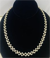 Faux Pearl Rhinestones Necklace w/Extension