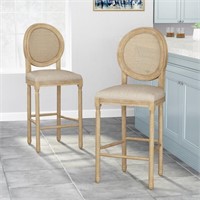 Wooden Barstools With Upholstered Seating(Set Of2)