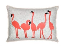 Mera Linens Flamingo 14" x 20" Pillow w Lace Edge