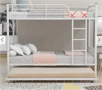 Twin-Over-Twin Metal Bunk Bed With Trundle
