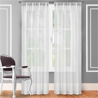 Solid Color Sheer 2 Curtain Panels (2) 54"X63"Wht