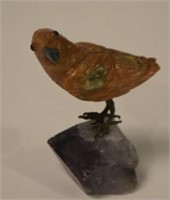 Stone Bird on Amethyst Rock