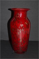Art Glass Vase Red & Gold