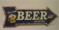 Ice Cold Beer Served Here Arrow Sign