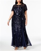 R&M RICHARDS SEQUINED GODET GOWN SIZE 16W