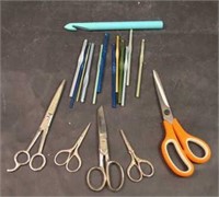 Sewing Supplies Scissors and Crochet Needles