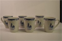Set of 6 Mulberry Rooster Cups