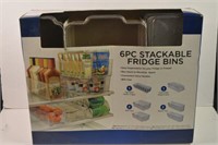 6 pc Stackable Frigerator Bins NIB