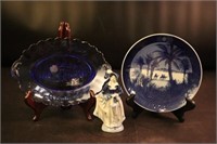 Blue Plates & Figurine