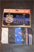 Blue Lives Matter USA Flag and License Plate