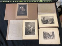 Lot of 4 antique engravings/prints