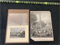 2 antique engravings/prints