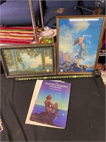 Maxfield Parrish poster book and 2 framed prints