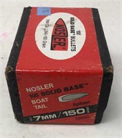 Nosler 7mm 150 grain Boat Tail solid base (100 ).