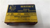 Herters Jacketed Bullets 6mm 85gr Semi-pointed