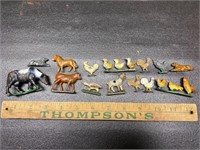 14 antique miniature metal animals
