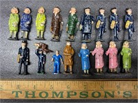 17 antique cast metal miniatures