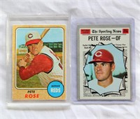 Pete Rose Topps Cards 1968 #230 & 1970 #458