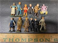 12 antique cast metal miniatures