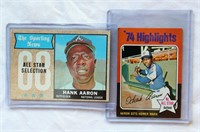 Hank Aaron Topps Cards 1968 & 1975
