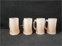 4) Vintage Pink Frosted Glass Mugs
