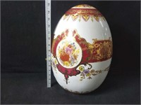 Huge Ceramic Decorative Egg - Gold Gild, Floral