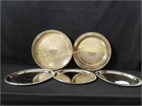 Group Of Silver Plate Serving Trays