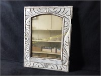 Rustic White Shabby Chic Mirror - Carved Frame
