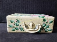 Tole Art Painted Wooden Box - Upcycle Antq Luggage