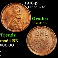 1918-p Lincoln 1c Grades Choice Unc BN