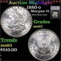 *Highlight* 1880-o Morgan $1 Graded ms63