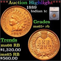 *Highlight* 1889 Indian 1c Graded ms65+ rb