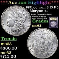 *Highlight* 1891-cc vam 6 I3 R5 Morgan $1 Graded S