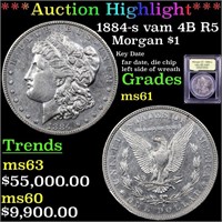 *Highlight* 1884-s vam 4B R5 Morgan $1 Graded BU+